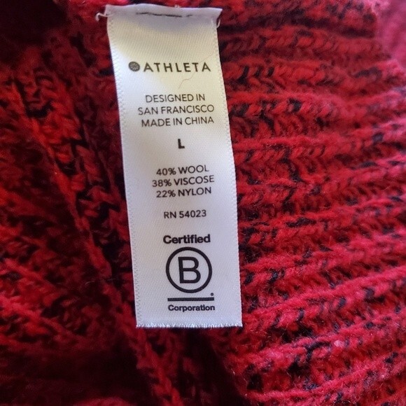 Athleta Sierra Red Marl Crew Neck Chunky Knit Sweater Wool Blend Large - Picture 8 of 8